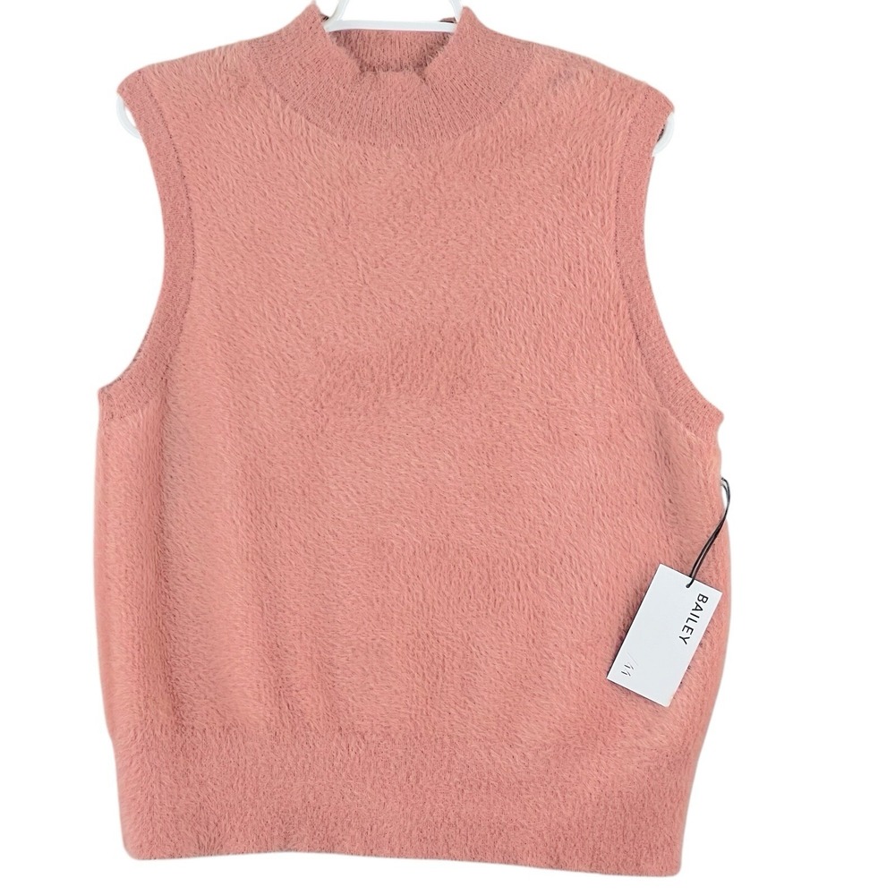 Bailey 44 Women's Pullover Sleeveless High Neck Pink Hue Fuzzy Vest Size XL NWT